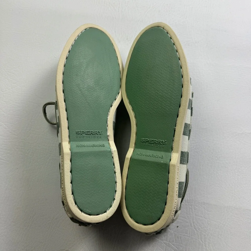 Sperry Top-Sider Striped Canvas Boat Shoes Green White Mens 10.5 M 10281584